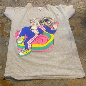 Vintage Evenings Star Gray T-Shirt with Cat Graphic